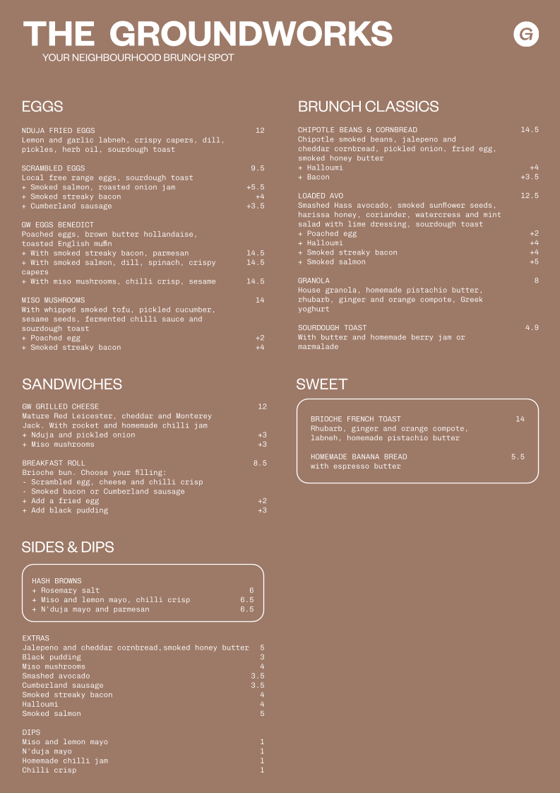 Menu The Groundworks-4
